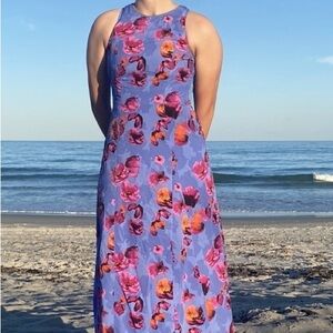Banana Republic Purple and Pink Floral Maxi Dress